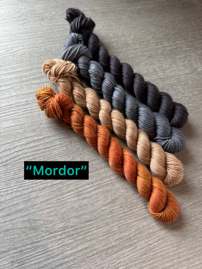 Mordor Mini Skein Hand Dyed Yarn Set LOTR Inspired