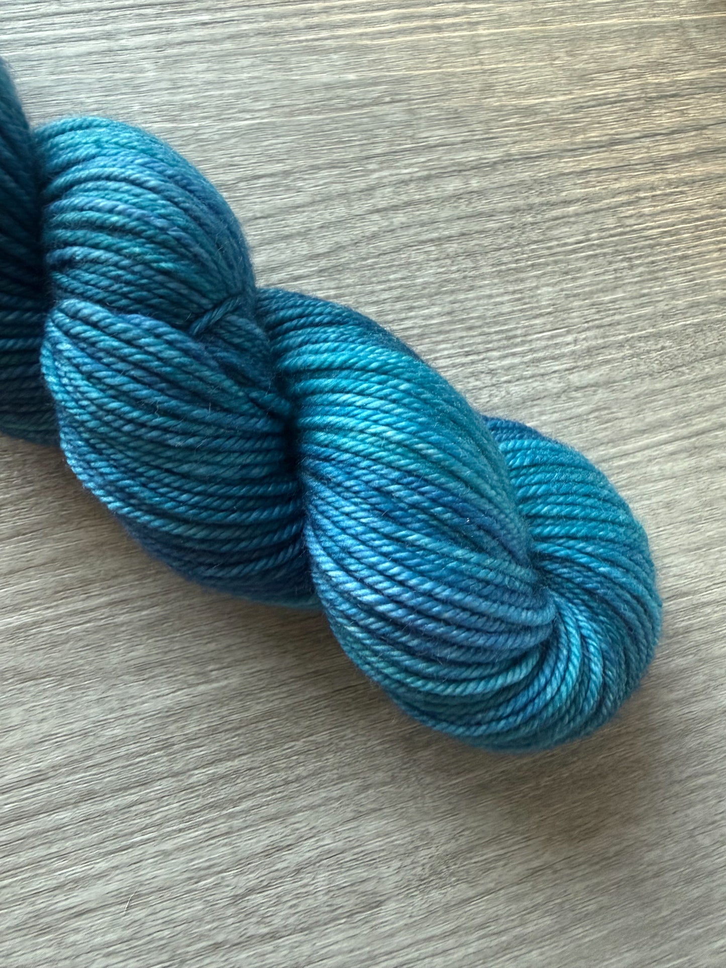 Patina Blue Artisan Hand Dyed Merino Wool Yarn