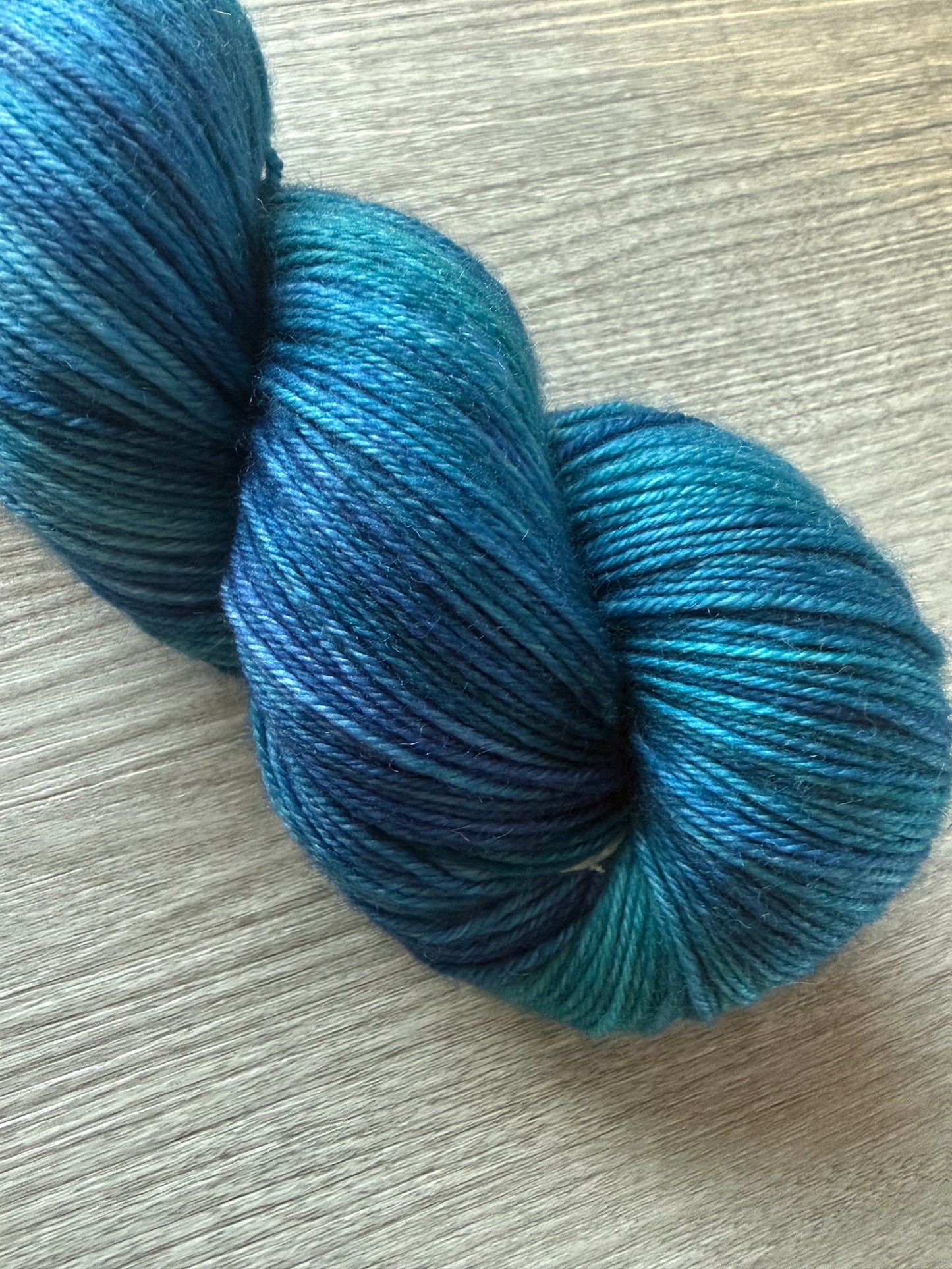 Patina Blue Artisan Hand Dyed Merino Wool Yarn
