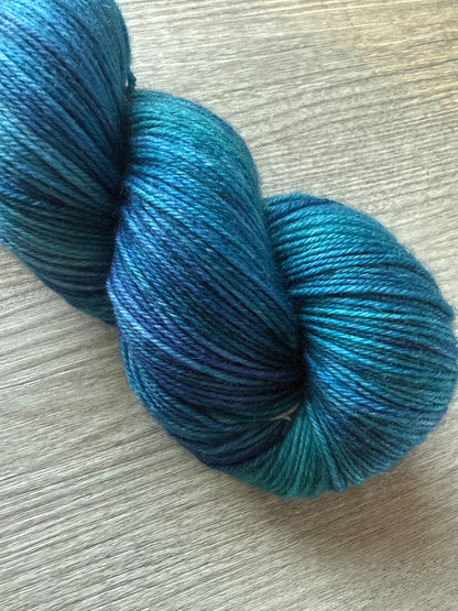 Patina Blue Artisan Hand Dyed Merino Wool Yarn