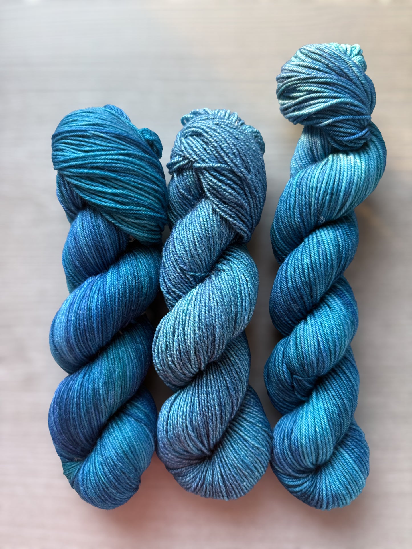 Patina Blue Artisan Hand Dyed Merino Wool Yarn