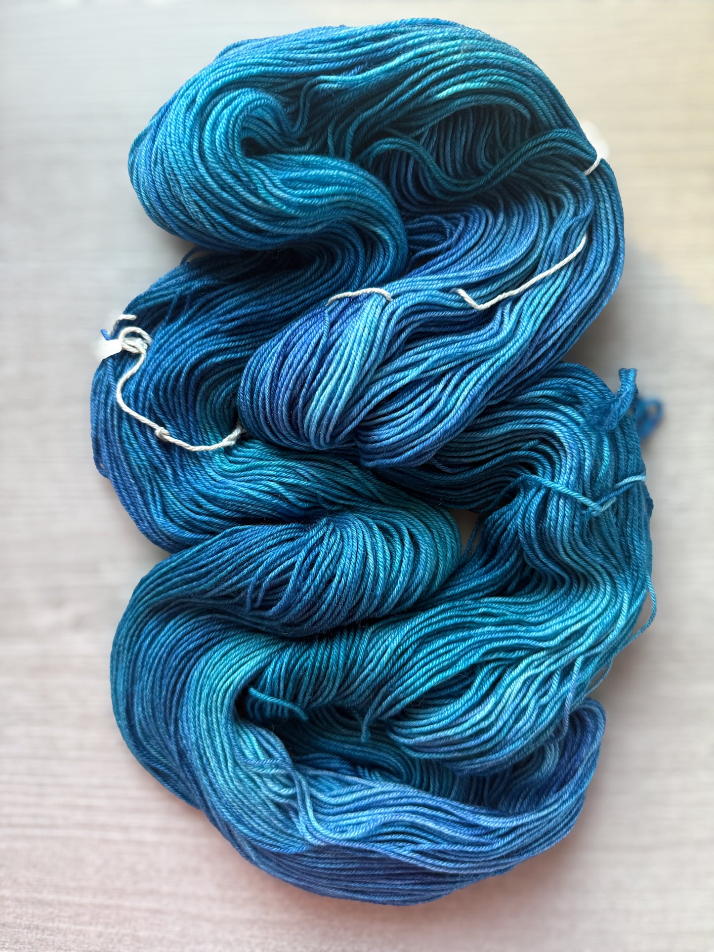 Patina Blue Artisan Hand Dyed Merino Wool Yarn