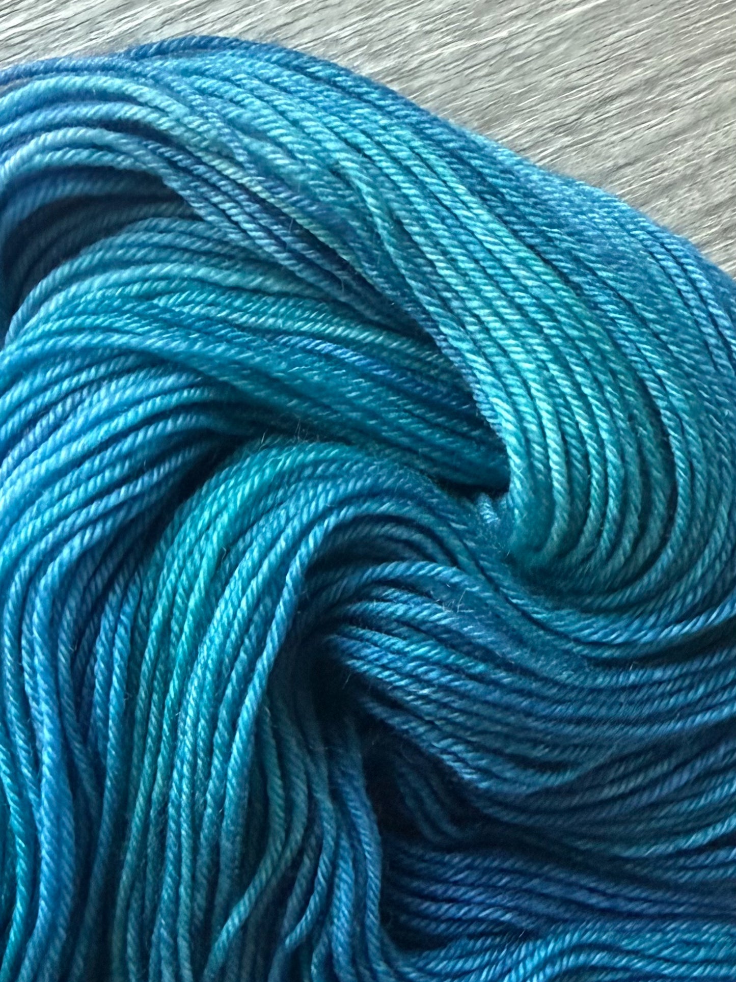 Patina Blue Artisan Hand Dyed Merino Wool Yarn