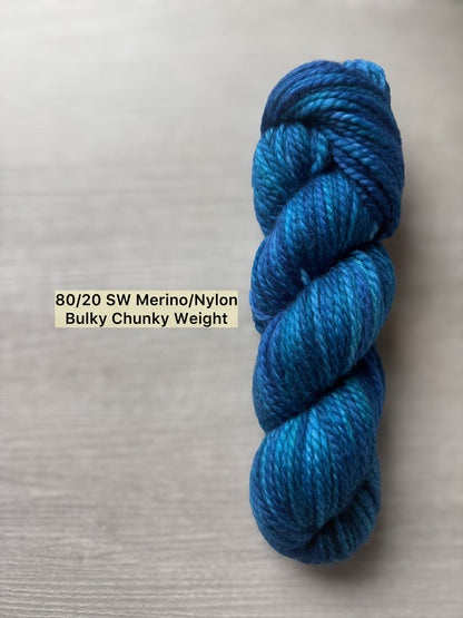 Patina Blue Artisan Hand Dyed Merino Wool Yarn
