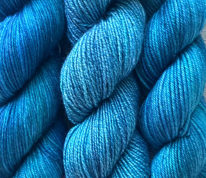 Patina Blue Artisan Hand Dyed Merino Wool Yarn