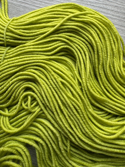 Pea Green With Envy Artisan Hand Dyed Merino Wool Yarn