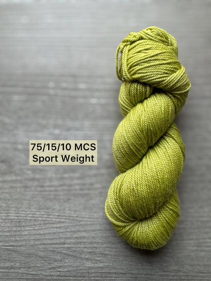 Pea Green With Envy Artisan Hand Dyed Merino Wool Yarn