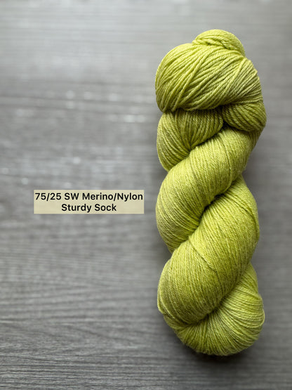 Pea Green With Envy Artisan Hand Dyed Merino Wool Yarn