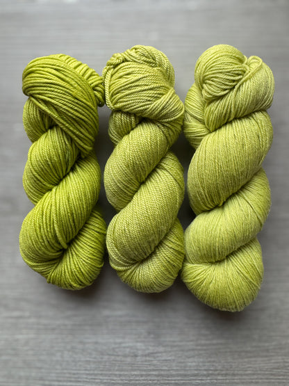 Pea Green With Envy Artisan Hand Dyed Merino Wool Yarn