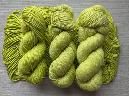 Pea Green With Envy Artisan Hand Dyed Merino Wool Yarn
