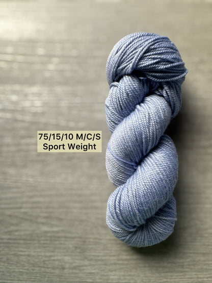 Periwinkle Blue Artisan Hand Dyed Merino Wool Yarn