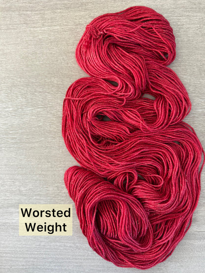 Poinsettia Artisan Hand Dyed Merino Wool Yarn