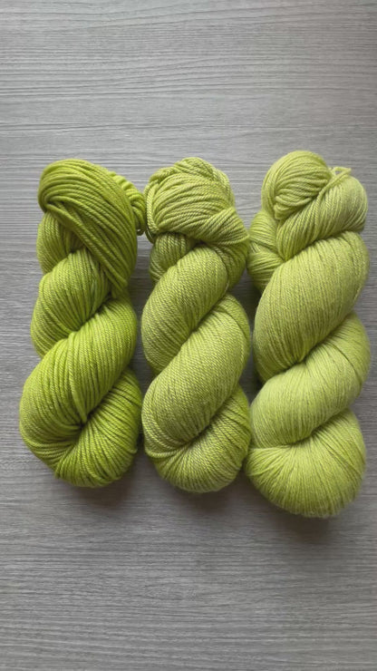 Pea Green With Envy Artisan Hand Dyed Merino Wool Yarn