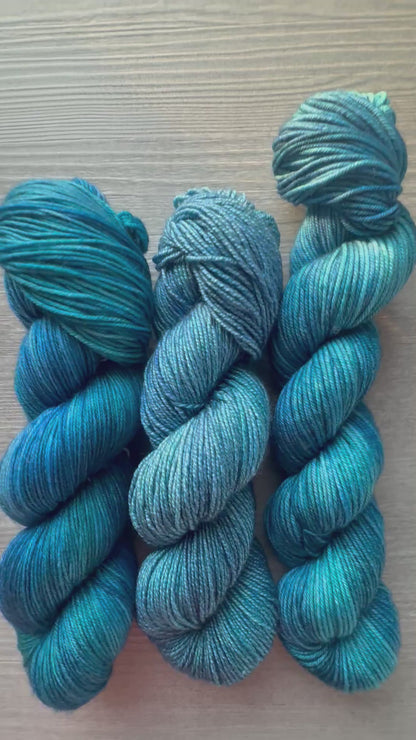 Patina Blue Artisan Hand Dyed Merino Wool Yarn