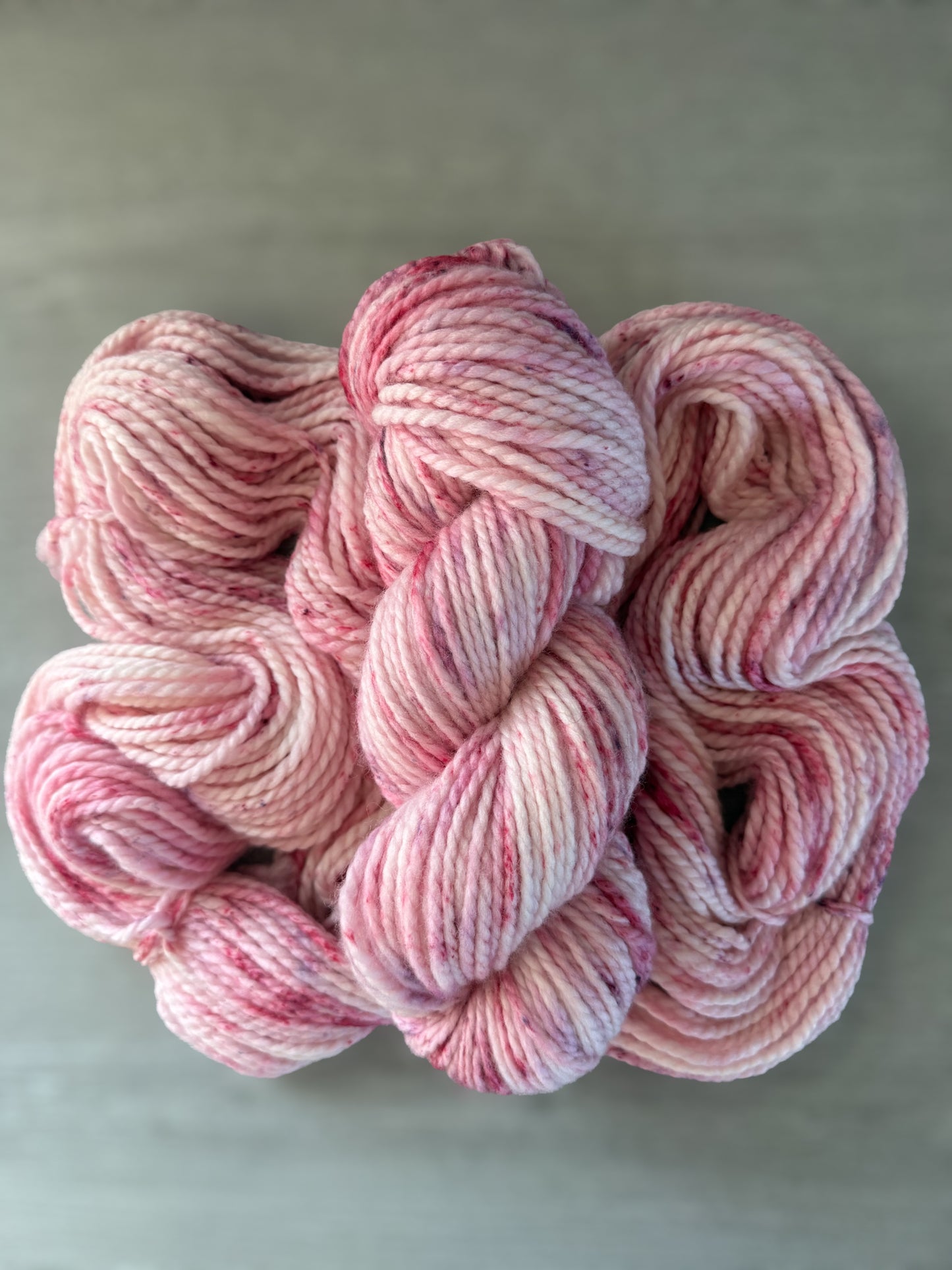 Raspberry Ripple Artisan Hand Dyed Bulky Chunky Merino Wool Yarn