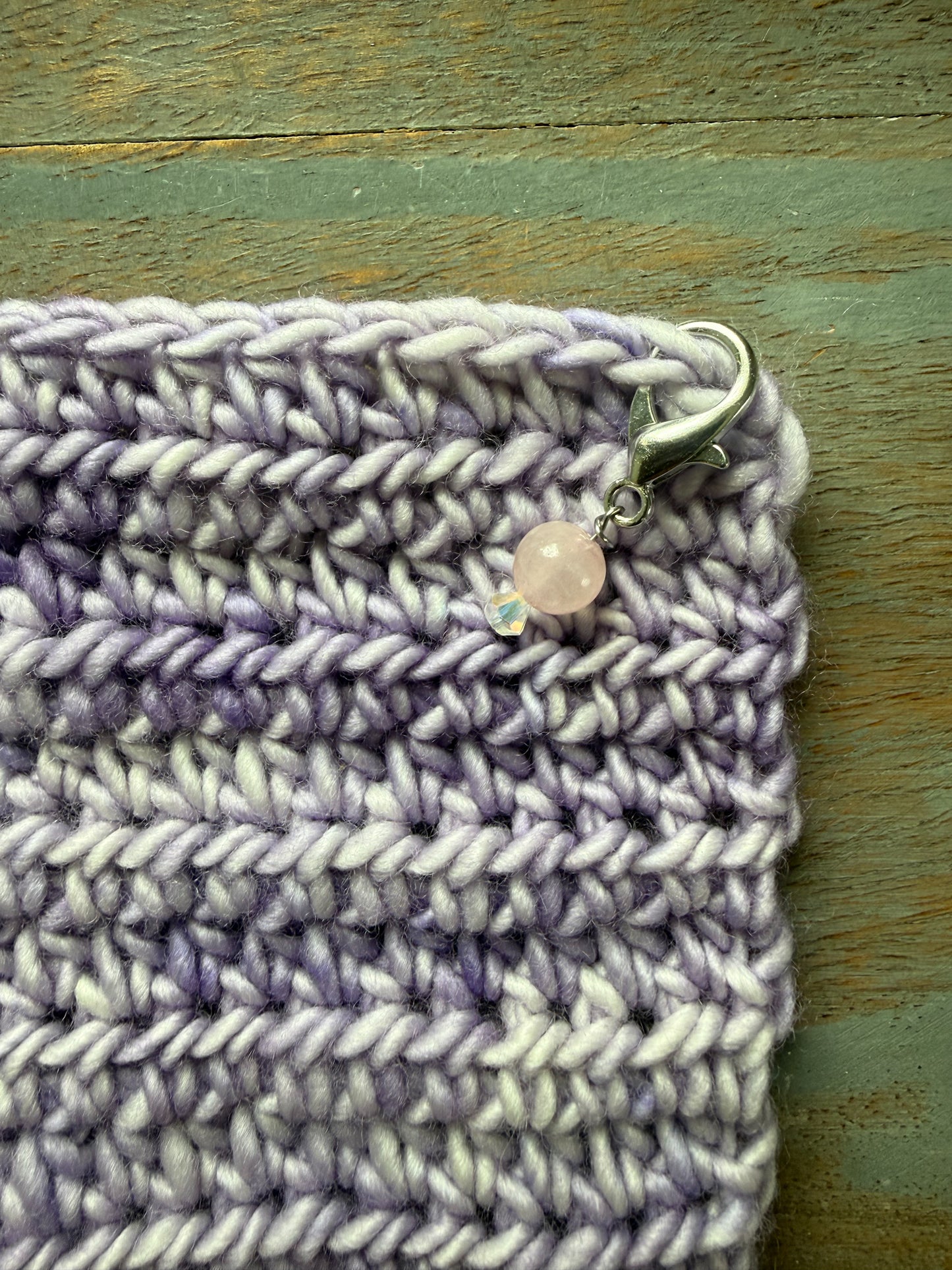 Rose Quartz Gemstone Locking Stitch Marker Set