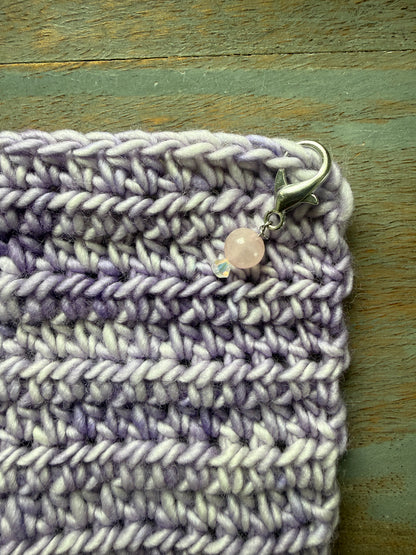 Rose Quartz Gemstone Locking Stitch Marker Set