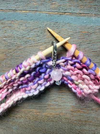 Rose Quartz Gemstone Locking Stitch Marker Set