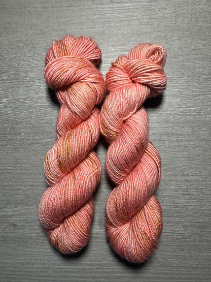 Rose Gold Artisan Hand Dyed Merino and Silk Yarn