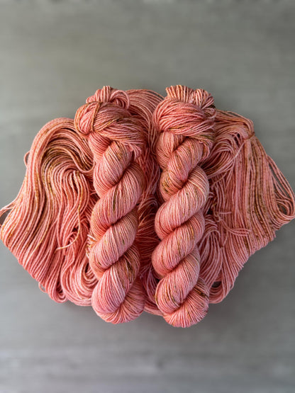Rose Gold Artisan Hand Dyed Merino and Silk Yarn