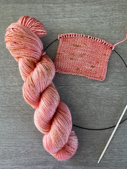 Rose Gold Artisan Hand Dyed Merino and Silk Yarn