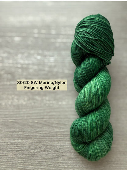 Stained Glass Green Artisan Hand Dyed Merino Wool Yarn