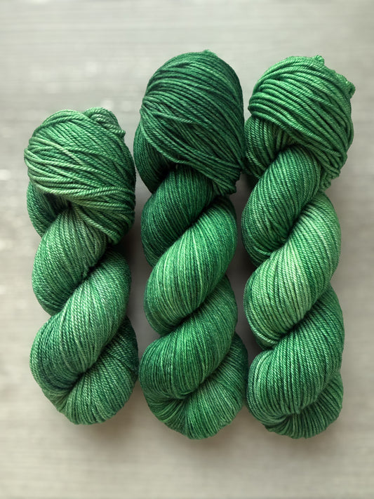 Stained Glass Green Artisan Hand Dyed Merino Wool Yarn