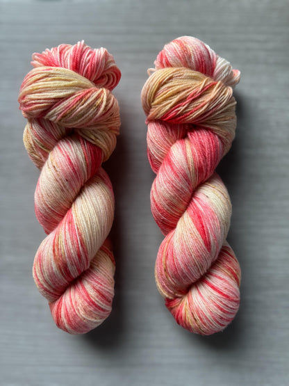 Strawberry Shortcake Artisan Hand Dyed Merino Wool Yarn
