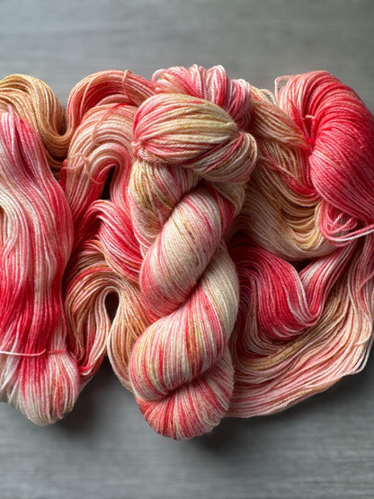 Strawberry Shortcake Artisan Hand Dyed Merino Wool Yarn