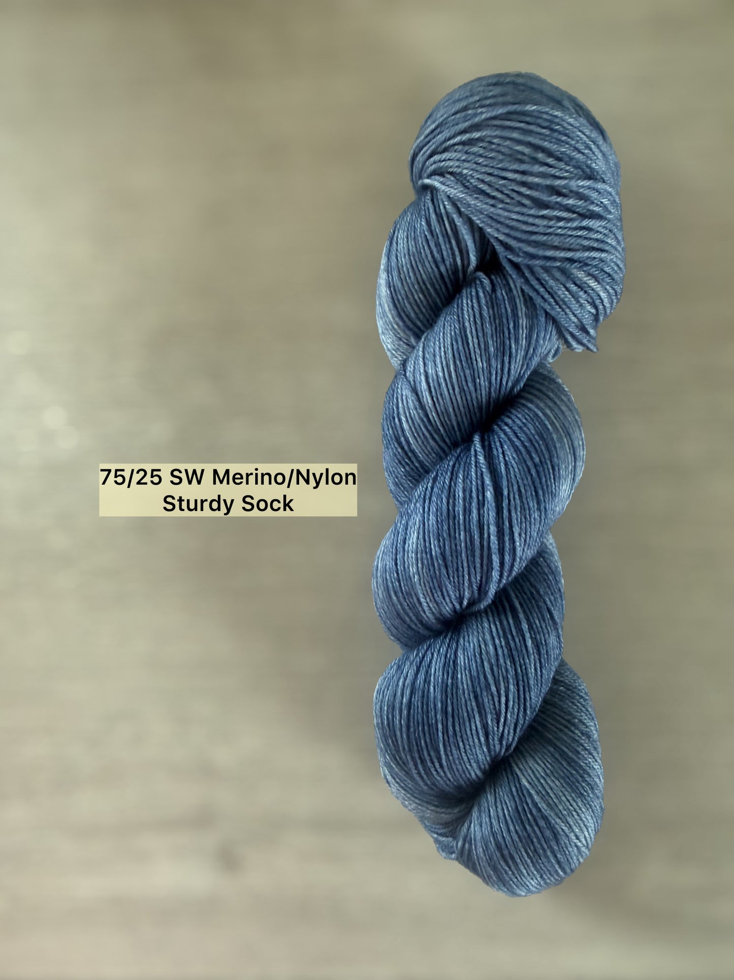 Hand-dyed "West Bay" blue tonal merino wool yarn skein, ethically sourced, 75/25 SW Merino/Nylon.