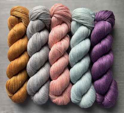 Yak and Silk Artisan Hand Dyed Light Fingering Weight Yarn